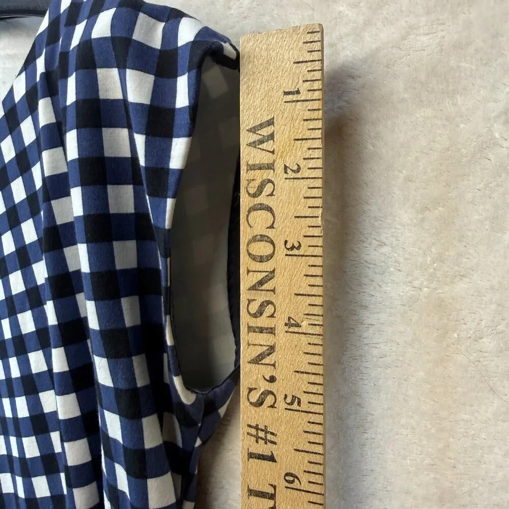 Kate Spade Gingham Fit & Flare Dress  Navy Check Sleeveless Dress  Size Small